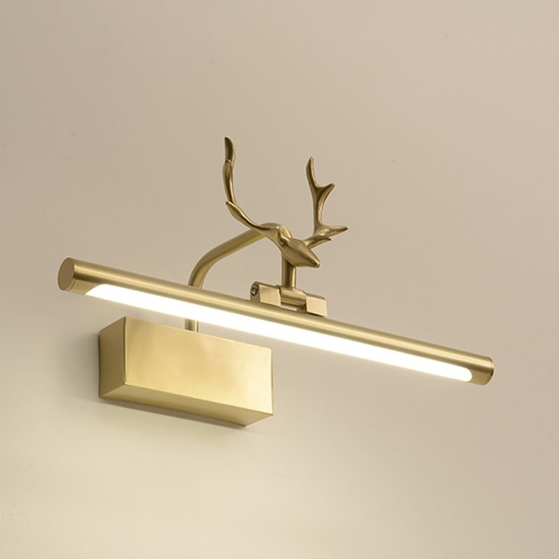 Brass LED Mirror Light Vintage Vanity Lighting in Gold for Bathroom