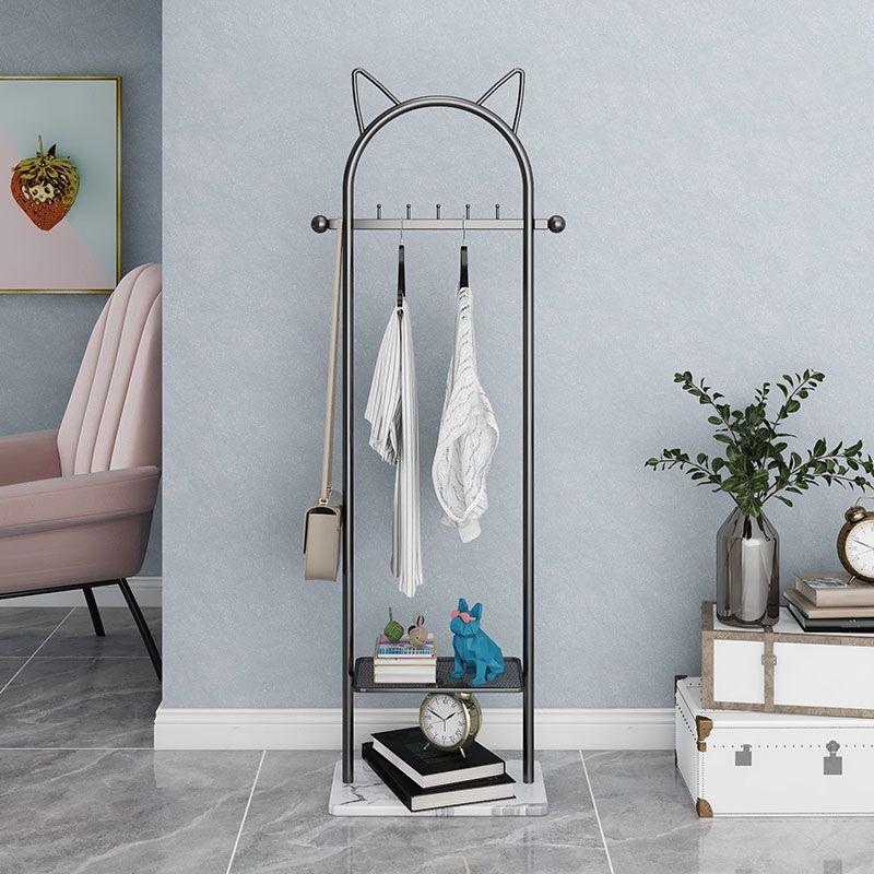 Modern Metal Hall Stand with Hooks Storage Shelf Coat Hanger