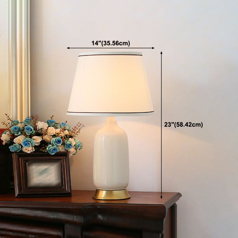 Conical Table Lamp Simplicity Style Fabric Shaded Table Light for Bedroom