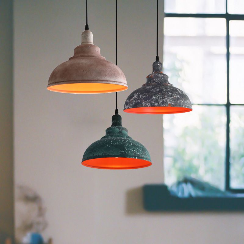 1 lampada a cupola retrò industriale a pendente leggera per sala da pranzo