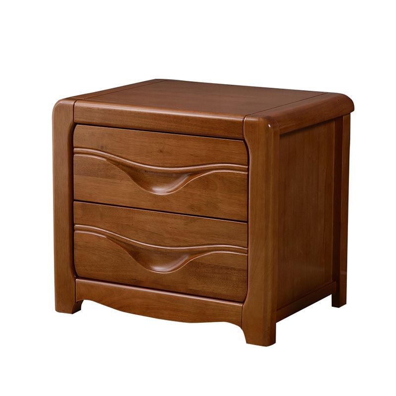 Traditional Solid Wood Nightstand 20" Tall Night Table with 2 Drawer