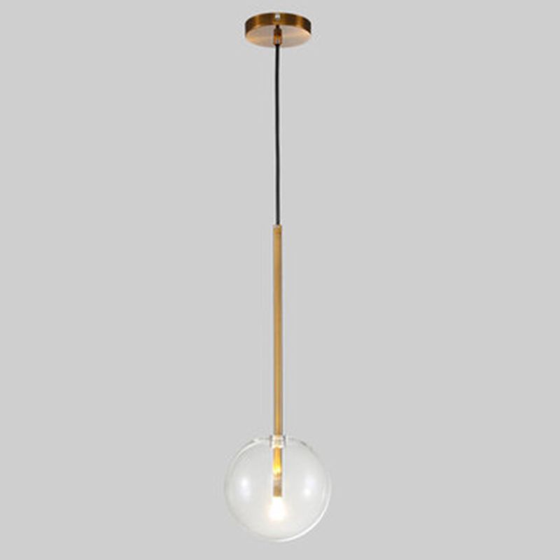 Globe Glass Hanging Light Fixture Minimalist Style Gold Pendant Lighting Fixture