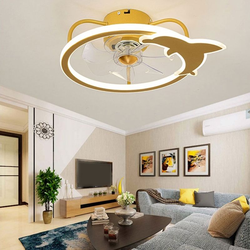 Dolphin Plafond ventilateur luminaire dessin animé en acrylique LED LED Light Light