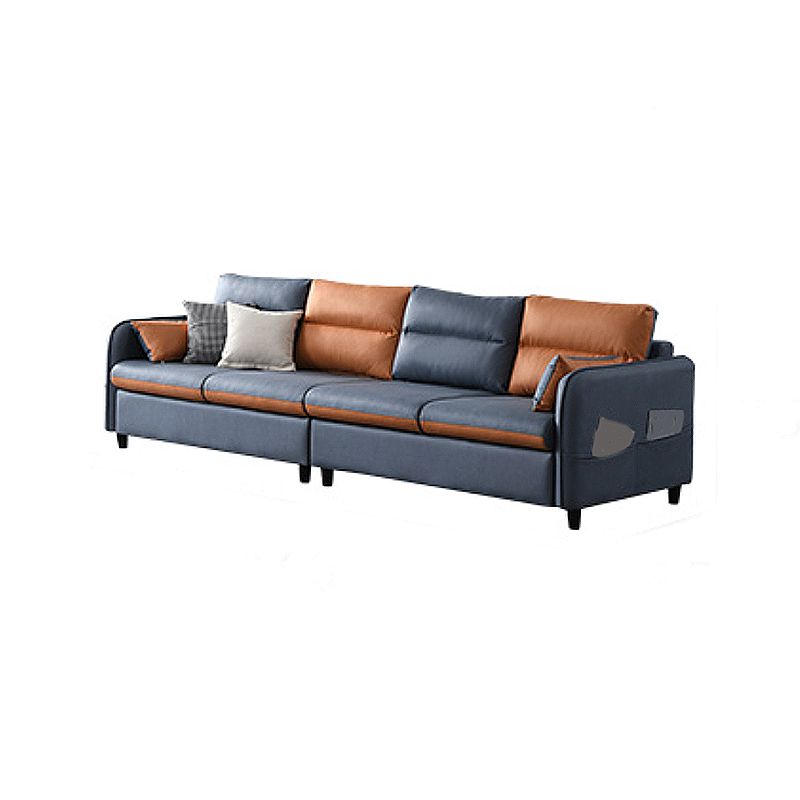 Modernes genähter Kissen-Rücken-Sofa 4-Sitz-Quadratarm-Couch mit Lagerung