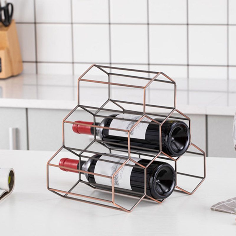 Countertop Glam Wine Rack Metal Wine Bottle Rack for Living Room