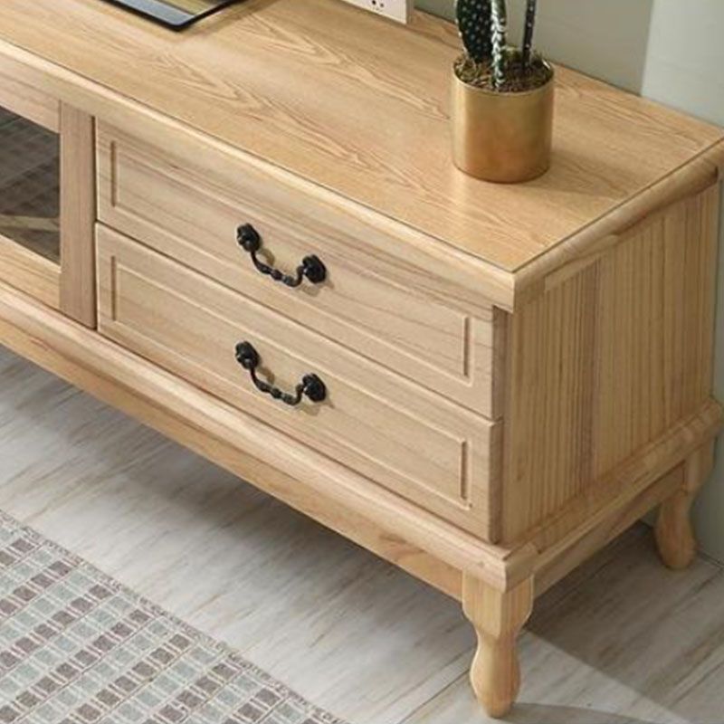 Wooden TV Stand Console Enclosed Storage TV Console with Drawers