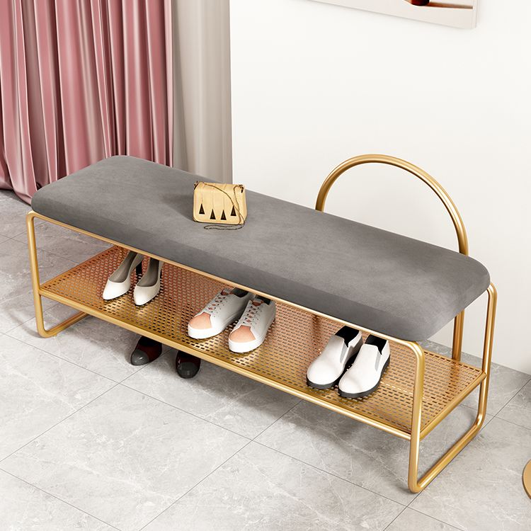 Glam Seating Bench Cushioned Shoe Storage Rectangle Entryway and Bedroom Bench