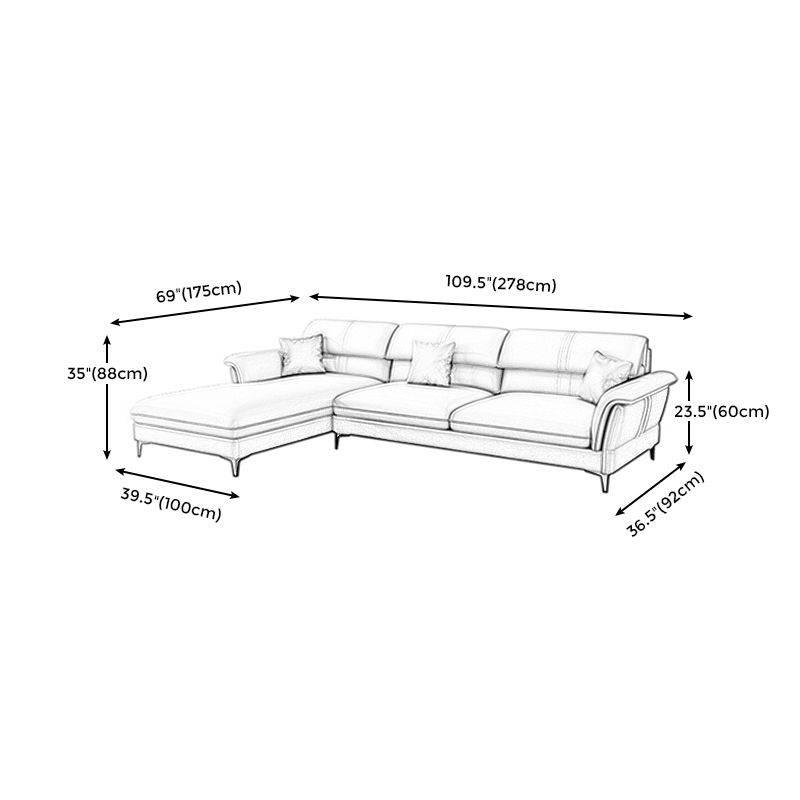 Contemporary Pillow Top Arm Sectional Sofa 34.65"H Cushion Back Sofa