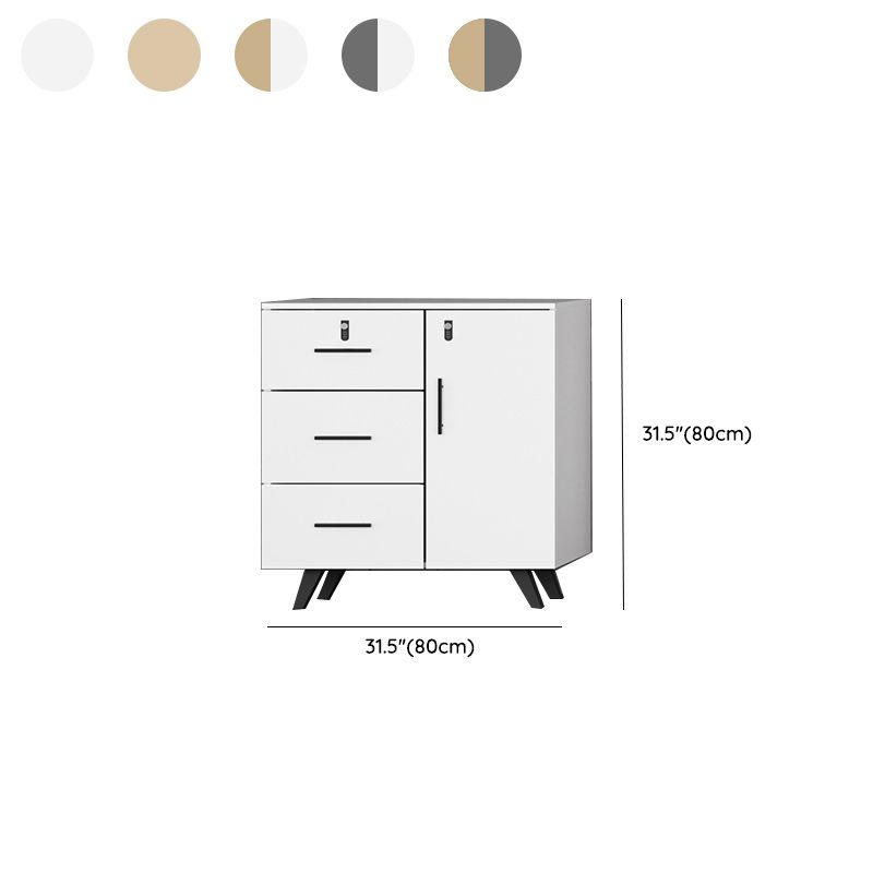 Modern Style File Cabinet Wooden Frame Lock Storage Filing Cabinet