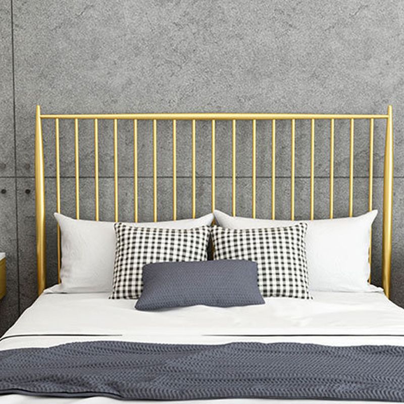 Contemporary Open Frame Bed Metal Standard Bed with Spindle Headboard Bed