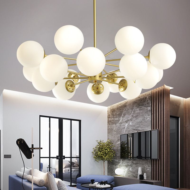 Moderner Glasschatten Kronleuchter Globe Multi -Light Kronleuchter Anhänger für Wohnzimmer