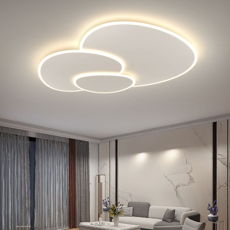 3 - Light LED Flush Mount in Matte White Contemporary Iron and Acrylic Ceiling Flush