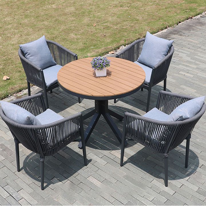 Contemporary Open Back Dining Armchair Black Patio Dining Armchair