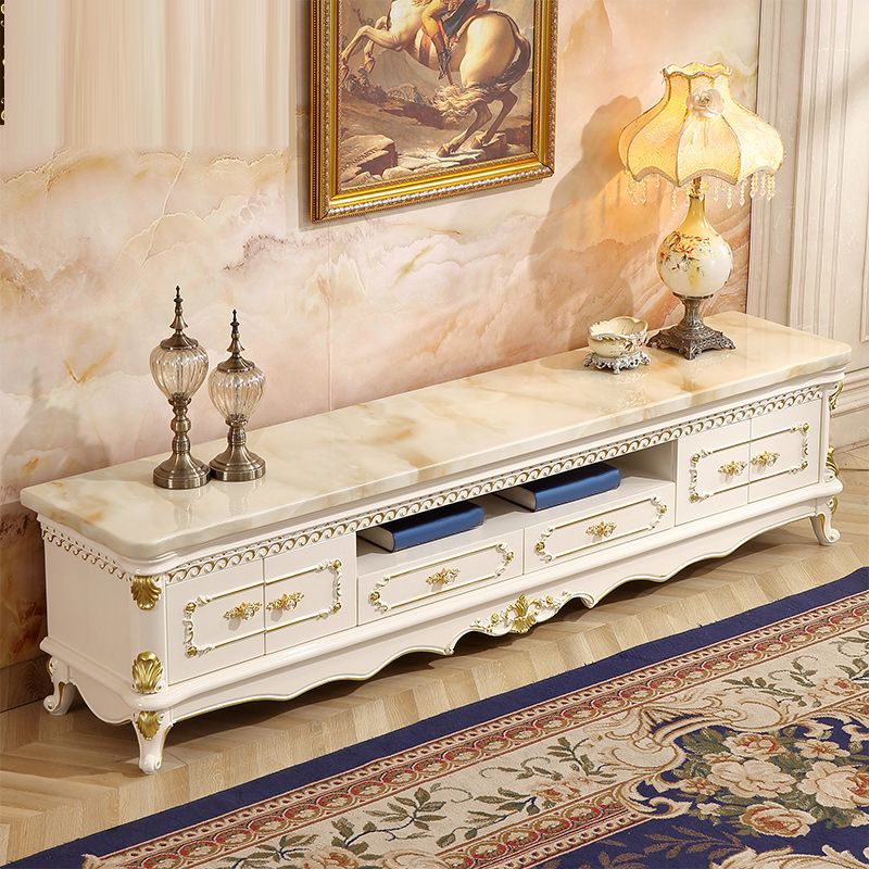 Modern TV Media Stand Marble TV Media Console with 2 Drawers