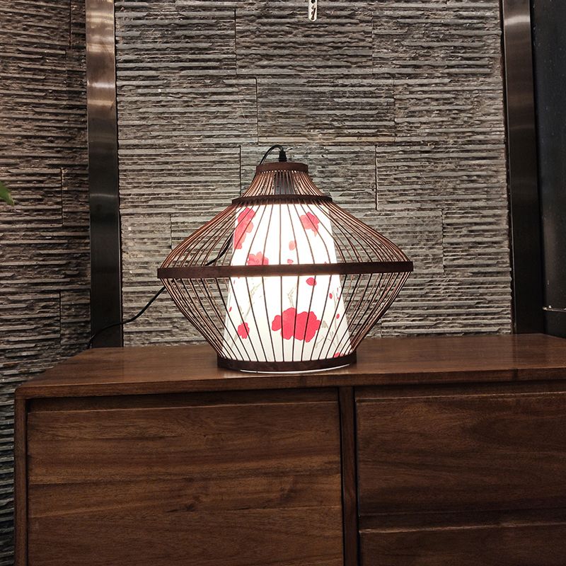 Lampada a sospensione conica in stile cinese Bamboo a 1 luci a 1 sale a sospensione Luce a sospensione