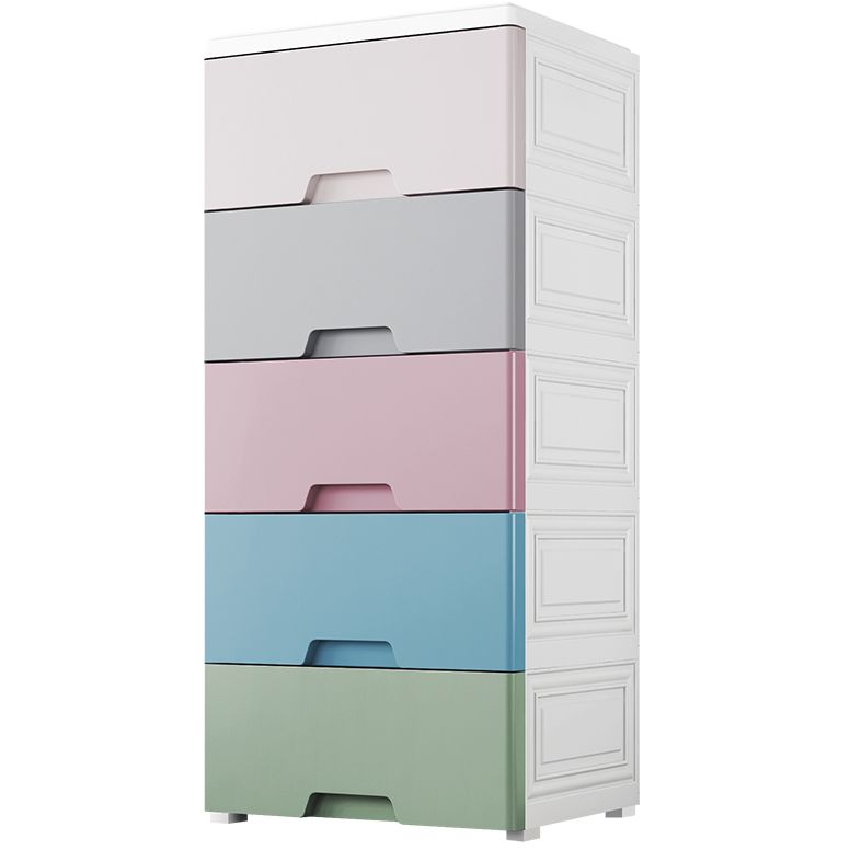 Scandinavian Kids Dresser Set Vertical Plastic Nursery Dresser with Drawers