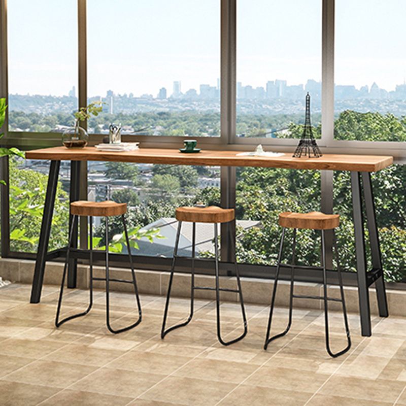Massivholz natürliches Bistro Akzent Esstisch Moderne Rechteck Fußstütze Pub Tisch
