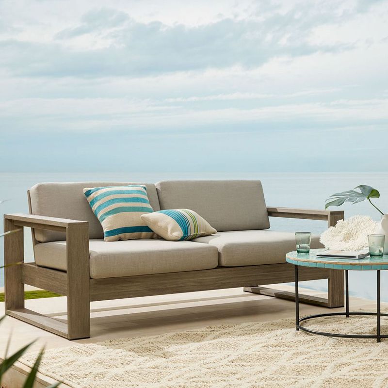 Farmhouse White Outdoor Patio Sofa Water Resistant Outdoor Patio Sofa