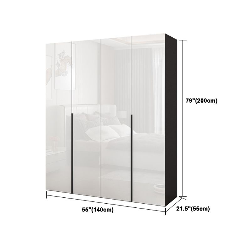 Engineered Wood Modern Wardrobe Armoire White Mirrored Finish Armoire