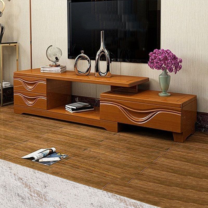 Solid Wood TV Stand Modern Adjustable TV Stand Console with Drawers