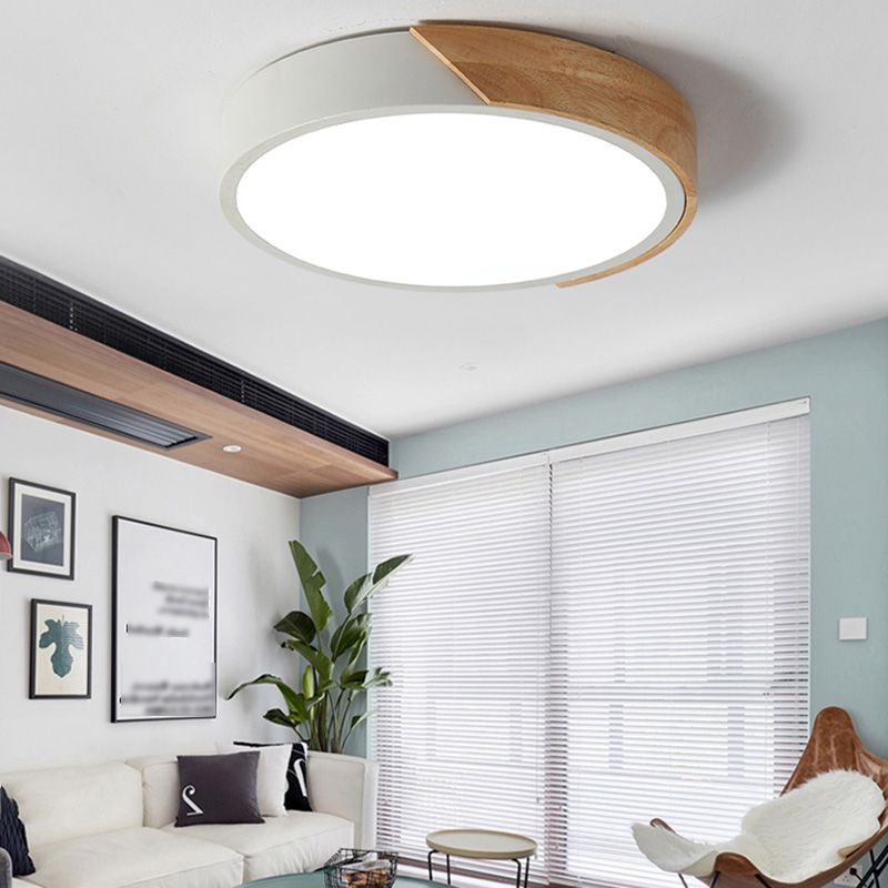 Modern Macaroon Style LED Ceiling Lamp Iron Geometric Flush Mount for Bedroom