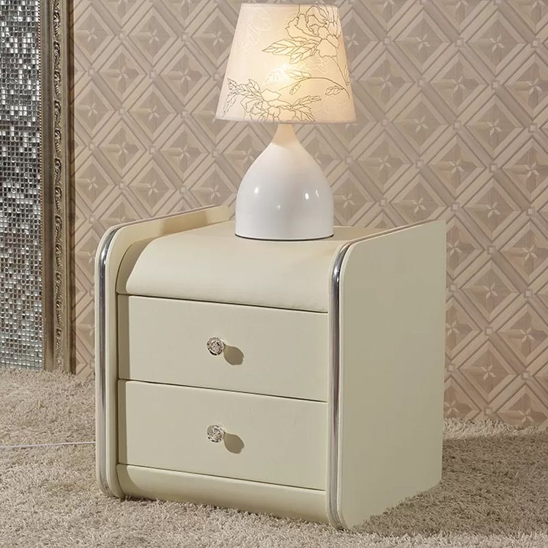 Faux Wood Accent Table Nightstand Contemporary Night Table with Drawers