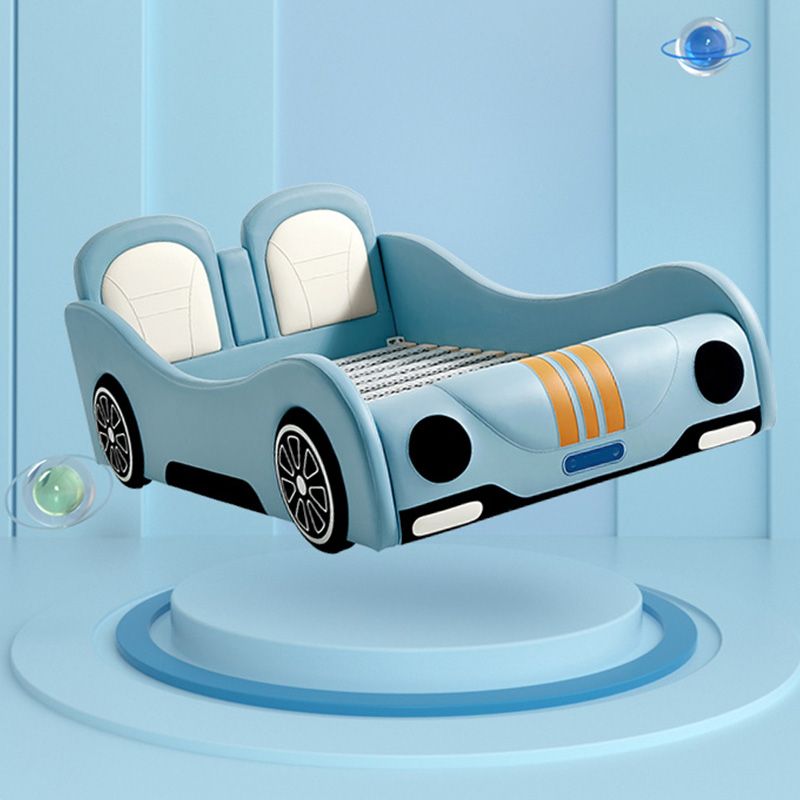 Leather Modern Cars Kids Bed Upholstered Headboard Panel Bed