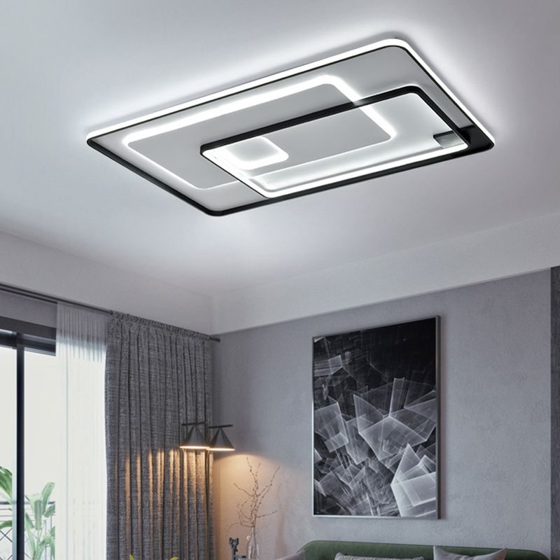 Contemporary Ceiling Lighting Black Flush Mount Fixture with Metal for Living Room