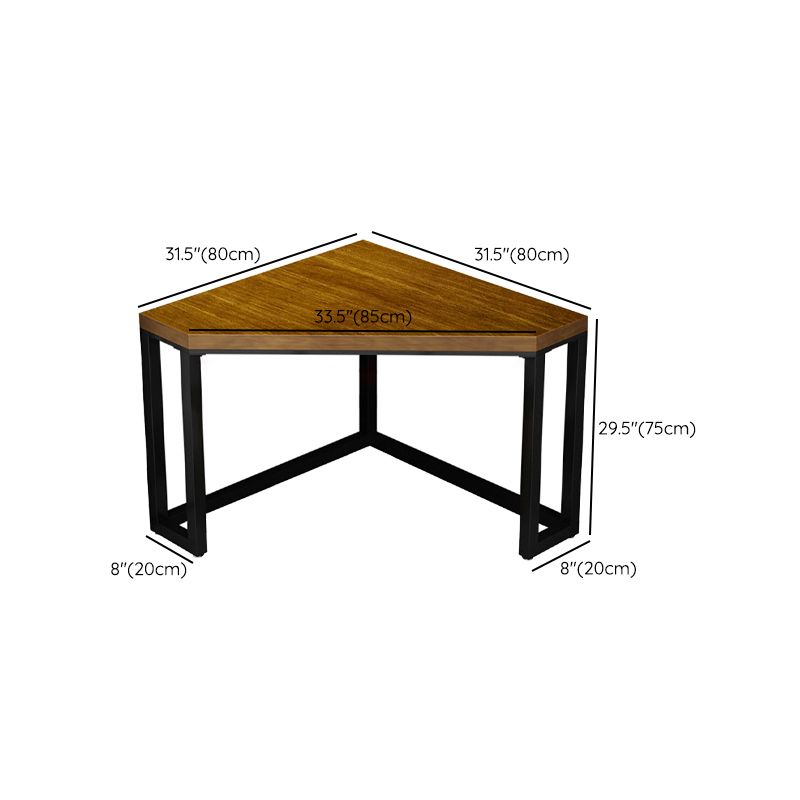 Solid Wood Corner Office Desk Modern 29.53" Tall Writing Desk with Iron Legs