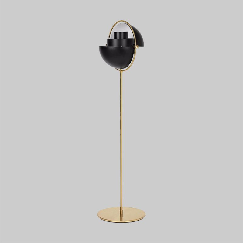 Domed Floor Standing Light Mid Century Metallic Single Light Black/Gold Finish Adjustable Floor Lamp