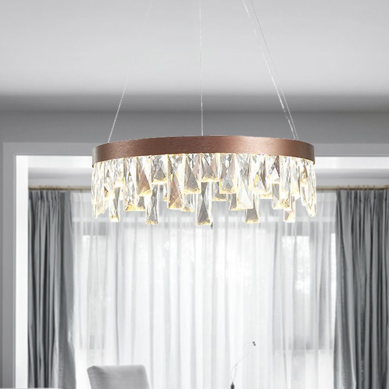 Anello soggiorno a sospensione del lampadario Luce Crystal Crystal Blocco LED Sospensione Contemporanea Light in marrone, largo 16 "/23,5" /31,5 "