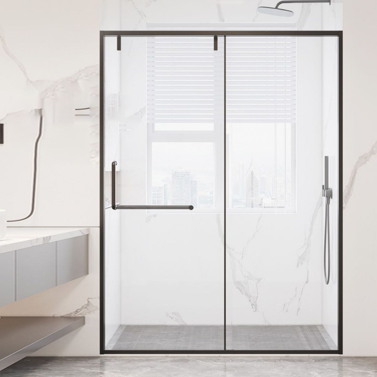 Transparent Tempered Shower Bath Door Semi Frameless Shower Doors