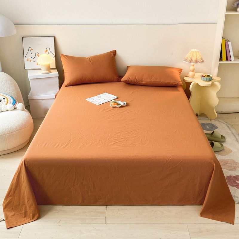 3-Piece Solid Color Sheet Set Cotton Tear Resistant Bed Sheet