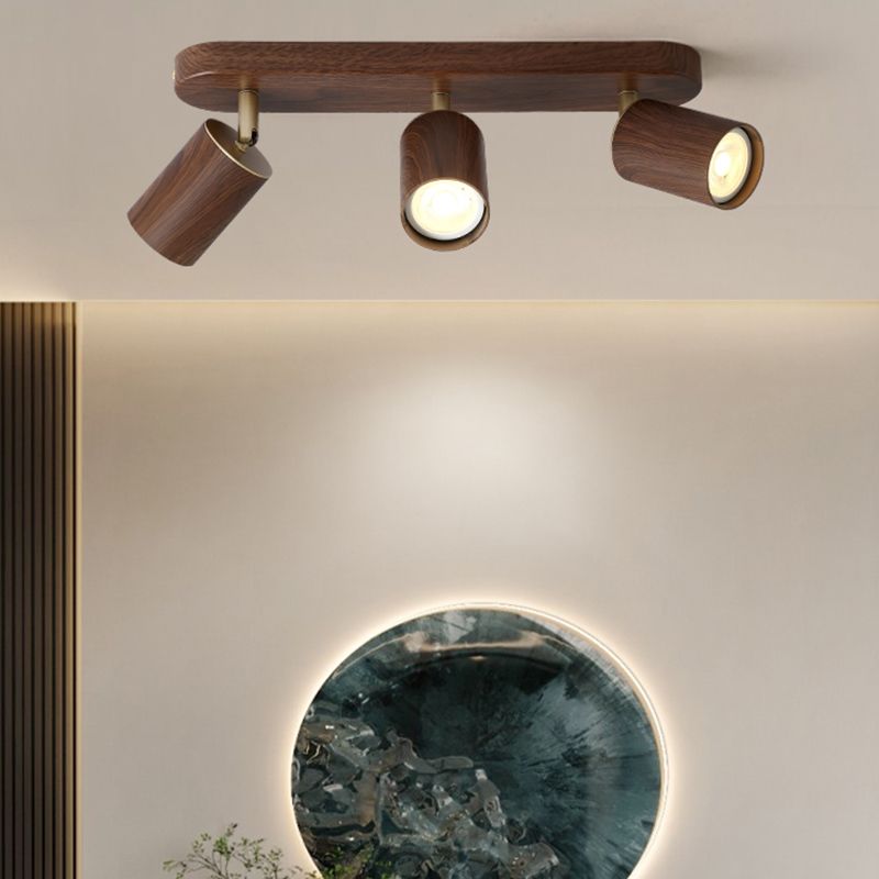 Brown Modern Flush Mount Cylinder Shape Ceiling Light with Metal Shade for Passage