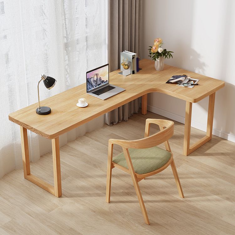 Modern Solid Wood Writing Desk Sled Base Natural Office Desk