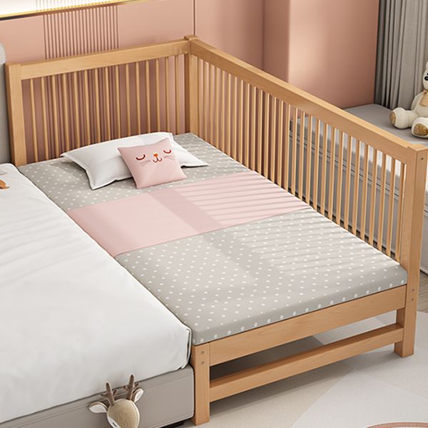 Contemporary Solid Wood Nursery Crib in Mature with Guardrail