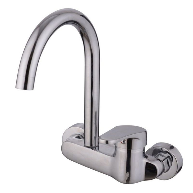 Modern Bridge Kitchen Faucet Brass Lever Handles Swivel Spout Wall Mounted Bar Faucet