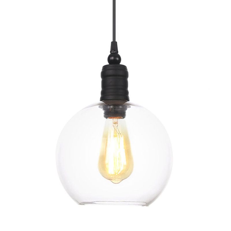 Lámpara colgante de sombra de vidrio transparente Estilo industrial Vintage Luz colgante de una sola bombilla con alambre de suspensión ajustable de 39.3 "