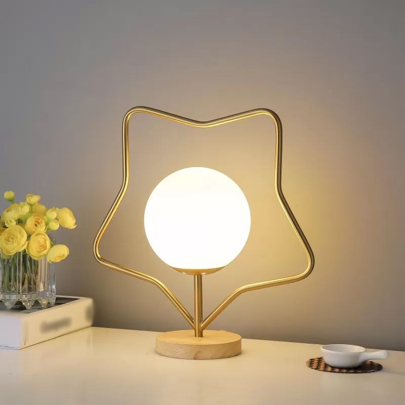 Globe Night Table Lamps Contemporary Glass 1 Light Nightstand Lamp in Gold