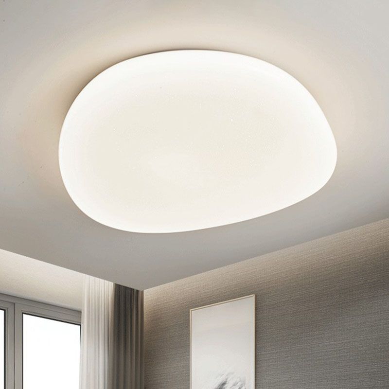 Pebble Stone Bedroom LED Flush Mount Acrylic Modern Flushmount Ceiling Light in White