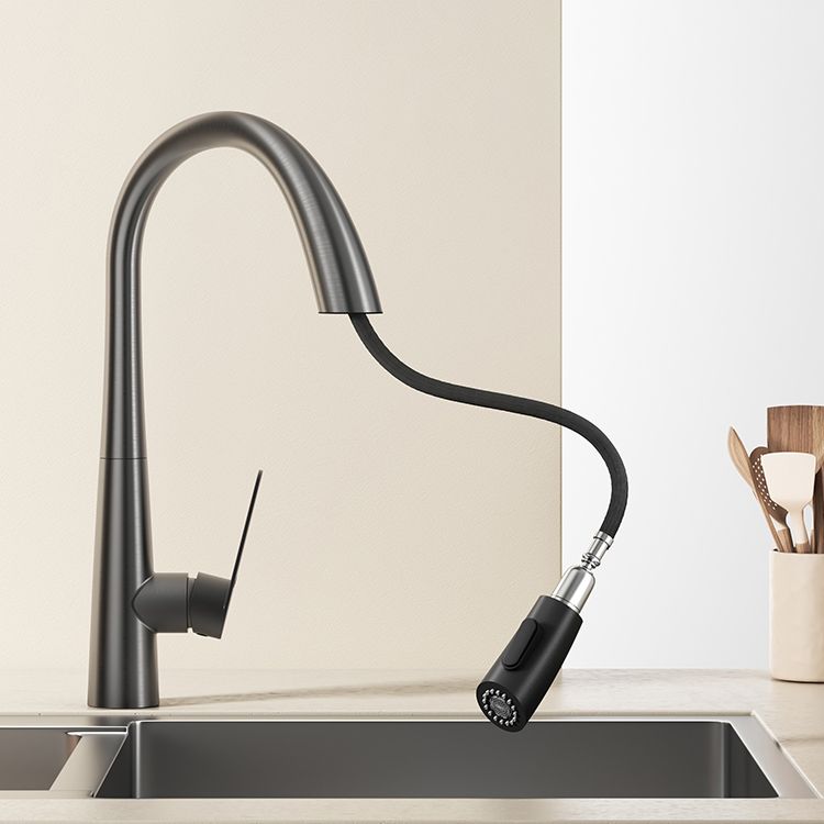 Modern Kitchen Faucet High Arc Swivel Spout with Pull Out Sprayer