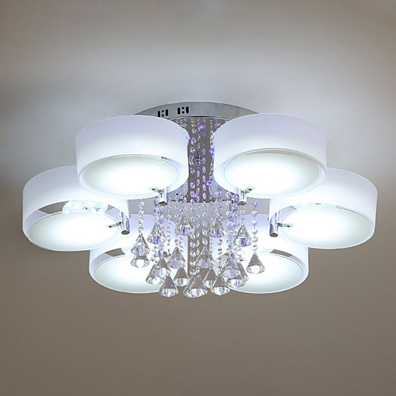 Modern 3/5/6/7/9-Light Chrome Flush Mount Lighting LED Ceiling Light with Crystal