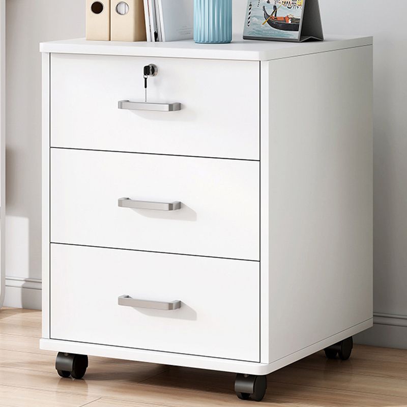 Contemporary Vertical Solid Color Drawers Castors Wood File Cabinet for Home Office