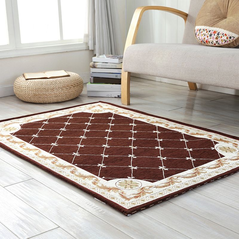 Retro Geometric Patterned Rug Multi Colored Polyster Indoor Rug Non-Slip Pet Friendly Easy Care Area Carpet for Home