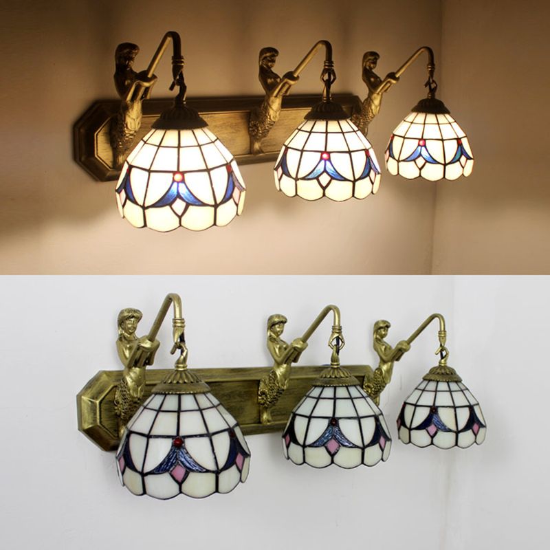 European Style Tiffany Mirror Light Fixture Bedroom Mediterranean Mirror Lamp