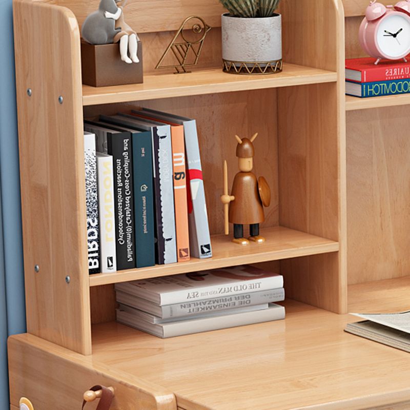 Adjustable Children's Desk in Natural with 2 Drawers and Shelves