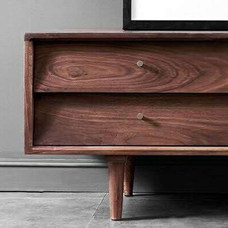 Industrial TV Media Stand Solid Wood 2 Drawers Stand Console