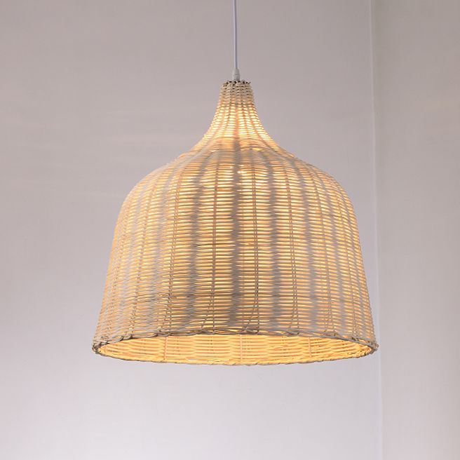 1 Light Modern Style Pendant Light Bamboo Hanging Lamp Fixture for Living Room