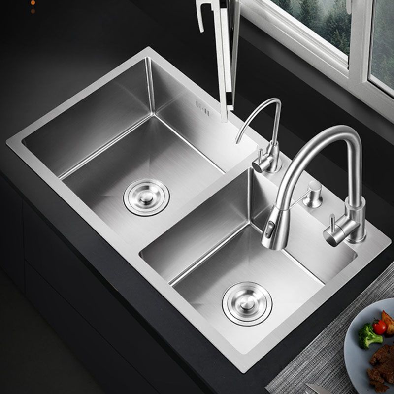 Modern Kitchen Bar Sink Stainless Steel with Drain Assembly Double Basin Kitchen Sink