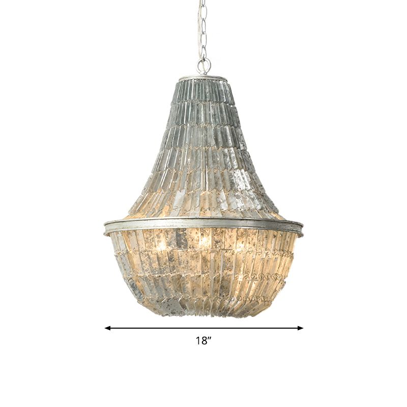 Teardrop Chandelier Light Fixture Modernism Shell 3 Lights Pendant Light Fixture in Silver